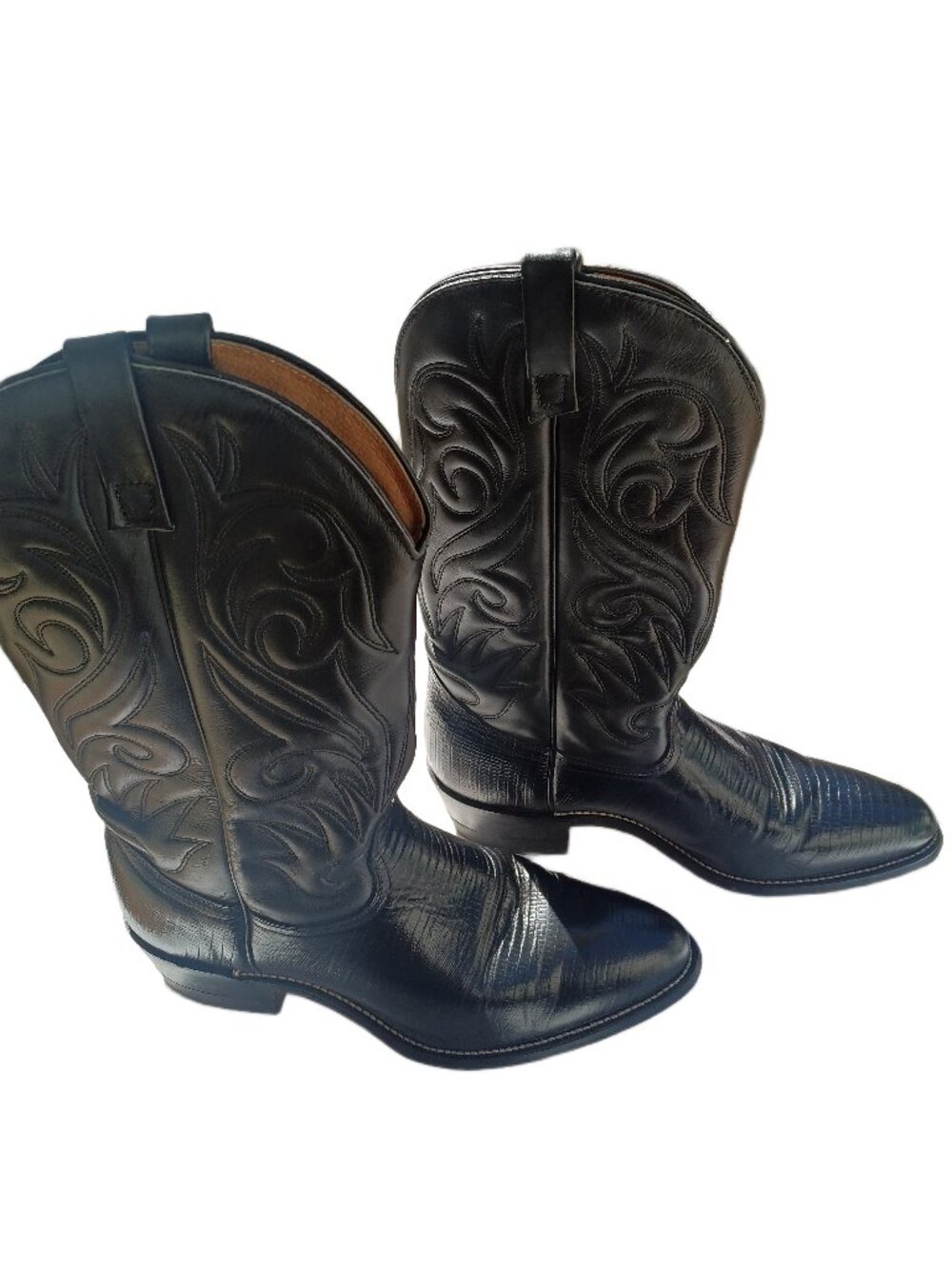 Men's Black Leather Cowboy Boots, Vintage 1990s, Mexico,  Size 12